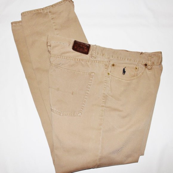 NICE Ralph Lauren Polo 100% Cotton 5 Pocket Jeans, 38 X 32 Khaki Tan - Picture 1 of 7